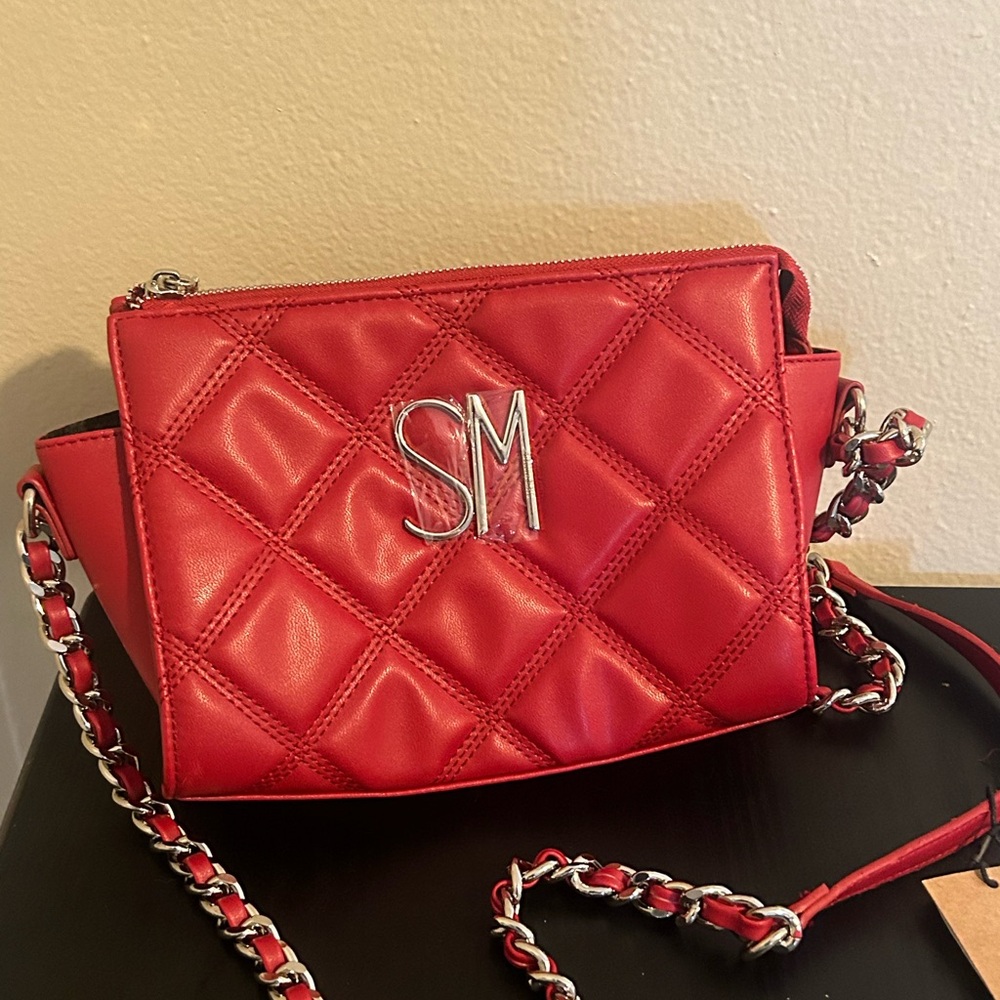 Steve madden red quilted crossbody purse
